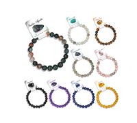 BOMAIL - 9pcs Healing Crystal Bracelets Set for Women Men 4mm 6mm 8mm Natural Stones Handmade Reiki Gemstone Spiritual Jewelry Gifts, elastic, Stone, Agate