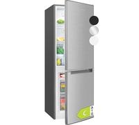 Bomann, 173L Stainless Steel Fridge Freezer KG7359 121L Refrigerator Freezer 52L LED Lighting Temperature Control Opening Alarm Energy Saving 142.5x