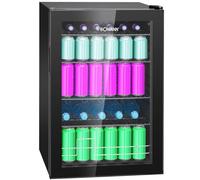Bomann, beverage fridge 115L black KSG7290-black, LED lighting, temperature control +3°C to +18°C, 4 wire shelves, with double glass door, ideal for soft drinks and beer