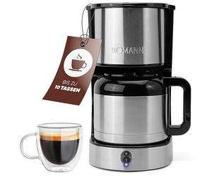 Bomann® Coffeemaker with insulated jug for 8 to 10 cups of coffee (approx. 1.2 l) | Stainless steel filter coffee machine | Double-walled thermos jug | No loss of temperature | Coffeemaker 800