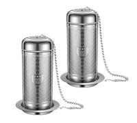 BOMANSI BOMS 2 Pack Tea Infuser with Drip Tray, Extra Fine Mesh Tea Infusers for Loose Tea, 316 Stainless Steel Tea Strainer with Extended Chain Hook, Tea Steeper (2 Pack - Large)