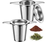 BOMANSIN BOMS 2Pack Tea Infuser for Loose Leaf Tea, 18/8 Stainless Steel Loose Leaf Tea Stepper with Drip Tray, Extra Fine Mesh Tea Strainer Diffuser tea accessories
