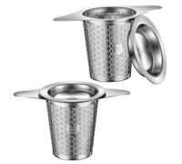BOMANSIN BOMS 2Pack Tea Infuser Strainers, 316 Stainless Steel Loose Leaf Tea Strainer Stepper with Double Handles, Extra Fine Mesh Ball Infusers, Diffuser Holder Filter for Mugs