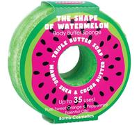 Bomb Cosmetics Body Buffer Soap Infused Sponge 2 in 1 Cleanse Exfoliate Moisturising Triple Butter Sponge with Watermelon Scent