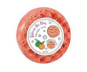 Bomb Cosmetics Body Buffer Soap Infused Sponge 2 in 1 Cleanse Exfoliate Moisturising Triple Butter Soap Sponge with Soap Inside Squeeze The Day