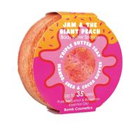 Bomb Cosmetics Body Buffer Soap Infused Sponge 2 in 1 Cleanse Exfoliate Moisturising Triple Butter Soap Sponge with Soap Inside Jam & The Giant Peach