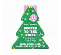 Bomb Cosmetics Body Buffer Soap Infused Sponge 2 in 1 Cleanse Exfoliate Moisturising Triple Butter Soap Sponge with Soap Inside Decked to The Pines