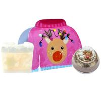 Bomb Cosmetics Christmas Bath Gift Set - Soap Bar & Bath Bomb with Essential Oils - Vegan, Cruelty-Free, Festive Jumper Box Pamper Gift (Prancer & Dancer)