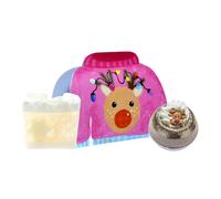 Bomb Cosmetics Christmas Bath Gift Set - Soap Bar & Bath Bomb with Essential Oils - Vegan, Cruelty-Free, Festive Jumper Box Pamper Gift (Prancer & Dancer)