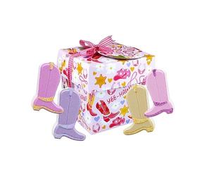 Bomb Cosmetics Cube Gift Pack - 4 Handmade Bath Blasters | Mixed Fragrance Bath Bombs with Essential Oils | Colourful Ribbon Box | Vegan, Cruelty-Free & Handmade (Giddy Up & Glow)