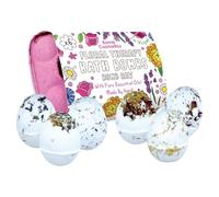 Bomb Cosmetics Floral Therapy Natural Bath Bomb Gift Set with 6 Bath Bombs, Egg Shaped, Made by Hand with Pure Essential Oils, Plastic Free & Vegan