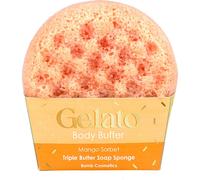 Bomb Cosmetics Mango Sorbet Body Buffer Triple Butter Soap Sponge