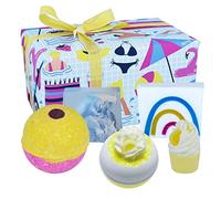 Bomb Cosmetics Good Vibes Handmade Bath Bomb, Bath Melt and Soap Slice Wrapped Gift Pack, Summer Holiday Themed, Handmade & Cruelty Free with Pure Essential Oils, Contains 5-Pieces, 660g