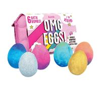 Bomb Cosmetics OMG Eggs Bath Bomb Gift Set: 6 Egg-Shaped Fizzy Bombs with Pure Essential Oils & Glitter, Tropical & Fruity Scents (GOMGEGG06)