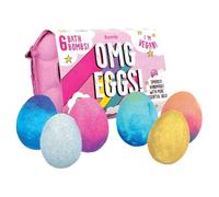 Bomb Cosmetics OMG Eggs Bath Bomb Gift Set with 6 Bath Bombs, Egg Shaped, Made with Pure Essential Oils & Glitter, Tropical and Fruity Scents