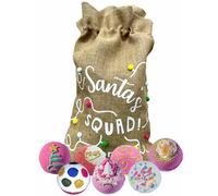 Bomb Cosmetics Santa Squad Set - 7 Full-Size Festive Bath Bombs in Reusable Hessian Sack, Relaxation and Self-Care