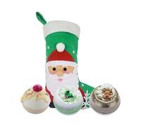 Bomb Cosmetics Santa's Stocking Set of 3 Christmas Handmade Bath Bombs - Festive Set with Pure Essential Oils, Cruelty-Free & Vegan