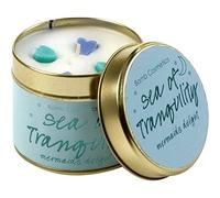 Bomb Cosmetics Sea of Tranquility Scented Tin Candle; Sea Breeze Fragrance; Contains Pure Marjoram & Rosemary Essential Oils; Vegan Friendly; 30-35 Hour Burn, White, 7.7cm l x 7.7cm w x 6.7cm h