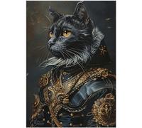 Bombay Cat Knight Jigsaw Puzzle 300/500/1000 Piece - Pet Knight Portrait Gift for Bombay Cat Owner (500pc (38×52cm))