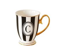Bombay Duck Alphabet Stripy Mug Letter C Black/White with Gold handle