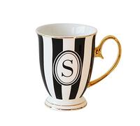 Bombay Duck Alphabet Stripy Mug Letter S" Black/White with Gold handle