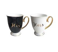 Bombay Duck His and Hers Mugs Set of 2 - Black, White and Gold #VIX925M
