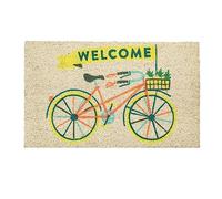 Bombay Duck Welcome Bike Pineapples Door Mat - Fun Animal Print Doormat - Fun Bright Natural Coir Welcome Mat - New Home Gift
