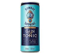 Bombay Sapphire Premium Gin & Tonic, 6.5% ABV, 12 x 25cl / 250 ml, Ready-To-Drink Pre-Mixed Cocktail Can, Vapour Infused London Dry Gin, Natural Flavours & Premium Tonic Water