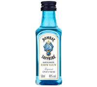 Bombay Sapphire London Dry Gin Miniatures, 40% vol., 5 cl / 50 ml (Pack of 10), 100% Vapour Infused Spirit with 10 Hand-Selected Botanicals