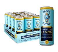 BOMBAY SAPPHIRE Sparkling Lemon Gin RTD Canned Cocktail, 6.5% ABV, 12x25cl | Ready-To-Drink Cocktail Can, Made with London Dry Gin, Infused with Natural Flavour of Mediterranean Lemons, 12x250ml