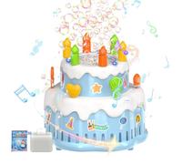 Bombble Birthday Cake Bubble Machine,Automatic Bubble Machine with Music(ON/OFF) LED Light,Bubble Maker with 10 holes,10000+ Richbubbles/min Best birthday gifts Outdoor Toys,Party/wedding (Blue)