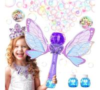 Bombble Butterfly Bubble Wand for Kids Automatic Bubble Machine with Light/Solution/10000+ Bubbles/Removable Wings Summer Bubble Maker Toys for Girls Birthday Gift Parties Outdoor Wedding