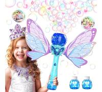 Bombble Butterfly Bubble Wand for Kids - Automatic Machine with Light, Solution, 10000+ Bubbles, Removable Wings - Summer Maker Toys for Girls Birthday Gift, Parties, Outdoor Wedding