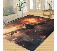 Bomber Area Rug, Battleship Rug & Home Decor, War Games Rugs for Living Room, Washable Rugs for Bedroom, Non Slip Low Pile Floor Mats - 120x170 cm