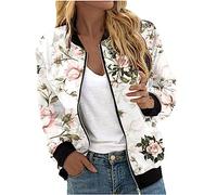 Bomber Jacket for Women Lightweight Flight Jackets Long Sleeve Zip Casual Solid Quilted Coat Outerwear Windproof Elegant Going Out Party Club Baggy Tops Ladies Open Front Blazer Office Clearance Deals