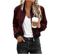 Bomber Jacket Ladies Short Bomber Flight Jackets Lightweight Zip Up Cropped Jackets Women Casual Baseball Coat with Pockets Lightweight Summer Jacket Women Fitted Outerwear for Daily Walking & Travel