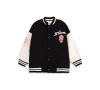 Marvel Spider-Man Boys Black Bomber Jacket | Graphic Varsity Jacket with Cartoon Prints | Long Sleeve Streetwear Top featuring Spidey Comics Apparel | Spiderman Merch - 3-4 Years