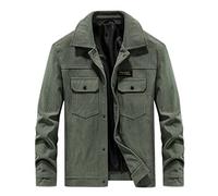 Bomber Jacket Men,Men's Corduroy Jacket Casual Smart Button Down Outdoor Lightweight Cotton Baseball Jacket Coat Work Windproof Lapel Collar Long Sleeve Autumn Winter Military Jacket UK Clearance