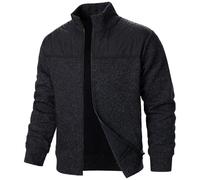 Bomber Jacket Men Patchwork Knitted & Quilted Jacket Full Zip Stand Collar Coats Lightweight Thin Windbreaker Coat Long Sleeve Tops Sportwear Solid Color Outerwear with Pockets S-3XL