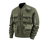 Bomber Jacket Mens Military Jacket Windproof Waterproof Cargo Coats Smart Casual Jackets Outdoor Lightweight Classic Outwear Climbing Hiking Windbreaker Winter Warm Coat with Pockets