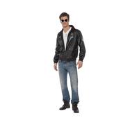 Smiffys Top Gun Bomber Jacket, Adults Brown Leather Look Maverick Jacket, Official Top Gun License Costume with Aviation Badges, Pocket Detail & Faux Leather, Official Top Gun Halloween Fancy Dress