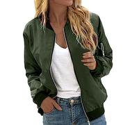 Bomber Jacket Women Lightweight Flight Jackets Long Sleeve Zip up Aviator Jacket Casual Solid Quilted Coat with 2 Pockets Fall Outwear Trendy Car Coat Uk Ladies Night Going out Clothes 2024