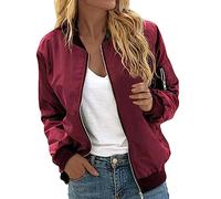 Bomber Jacket Women Lightweight Flight Jackets Long Sleeve Zip up Aviator Jacket Casual Solid Quilted Coat with 2 Pockets Fall Outwear Trendy Car Coat Uk Ladies Night Going out Clothes 2024