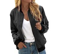Bomber Jacket Women Lightweight Flight Jackets Long Sleeve Zip up Aviator Jacket Casual Solid Quilted Coat with 2 Pockets Fall Outwear Trendy Car Coat Uk Ladies Night Going out Clothes 2024