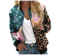 Bomber Jacket Women's Winter Blouson Women's Beige Pilot Jacket Zip Long Sleeve Flight Jacket Thin Cuddly Women's Blouson Print Fashion Sweat Jacket Casual Elegant Jackets Ladies Outdoor, pink, M