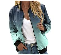 Bomber Jacket Women's Winter Blouson Women's Beige Pilot Jacket Zip Long Sleeve Flight Jacket Thin Cuddly Women's Blouson Print Fashion Sweat Jacket Casual Elegant Jackets Ladies Outdoor, Mint Green,