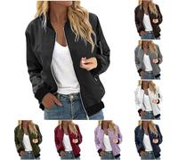 Bomber Jackets For Women Uk Elegant Zip Up Jacket Women Solid Color Lightweight Long Sleeves Cardigans With Pockets Casual Autumn Winter Comfortable Warm Ladies Sweatshirts Slim Fit Winter Coats