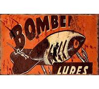 Bomber Lures Fishing Bait Shop Fishing Tackle Shop Vintage Metal tin Sign Art Plaque Wall Decor Look Funny Gifts for Home Kitchen Garage Bathroom Farm Garden Bar Cafe Metal Posters 8x12 Inch