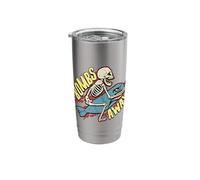 Bomber Nose Art Bombs Away Retro WW2 Skeleton Riding a Bomb Stainless Steel Insulated Tumbler