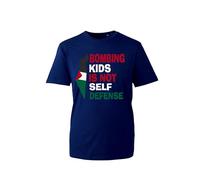 Bombing Kids is Not Self Defence Slogan T-Shirt- Free Palestine Stop War Tee Top for Kids Adults and Unisex(Navy, 3 Years)